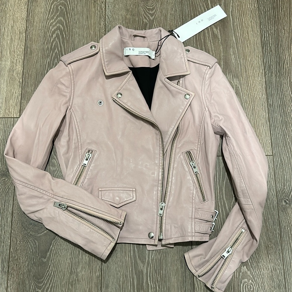 BNWT IRO Pink Powder leather jacket size 36